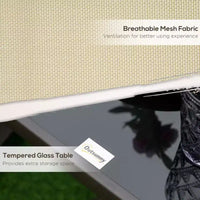 Ensemble de bistrot 3 pièces avec cadres en acier, table à plateau en verre trempé pour patio, jardin, pelouse