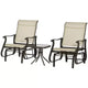 3-Piece Outdoor Gliders Set Bistro Set with Steel Frame, Tempered Glass Top Table for Patio, Garden, Lawn