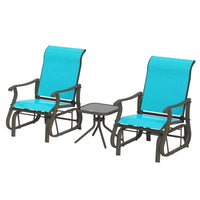 Ensemble de bistrot 3 pièces avec cadres en acier, table à plateau en verre trempé pour patio, jardin, pelouse