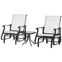 Ensemble de bistrot 3 pièces avec cadres en acier, table à plateau en verre trempé pour patio, jardin, pelouse
