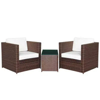 Ensemble bistro en osier pour terrasse, 2 chaises de véranda et table en verre