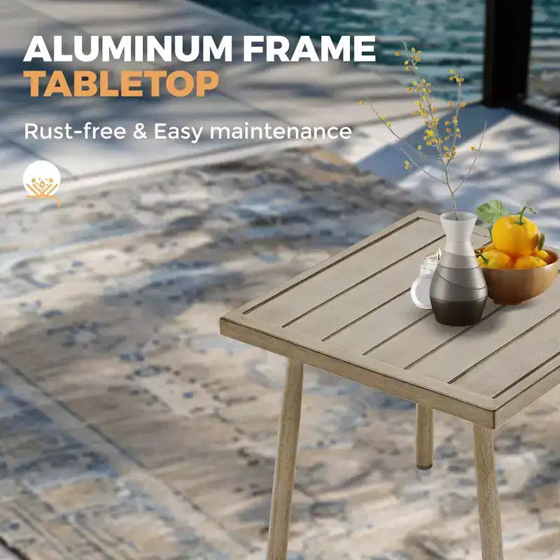 HAPPATIO Ensemble Bistro de Patio Extérieur - Ensemble de Conversation de Patio en Aluminium 3 Pièces, 2 Chaises avec Dossier en Corde et Table d'Appoint pour Jardin, Piscine.