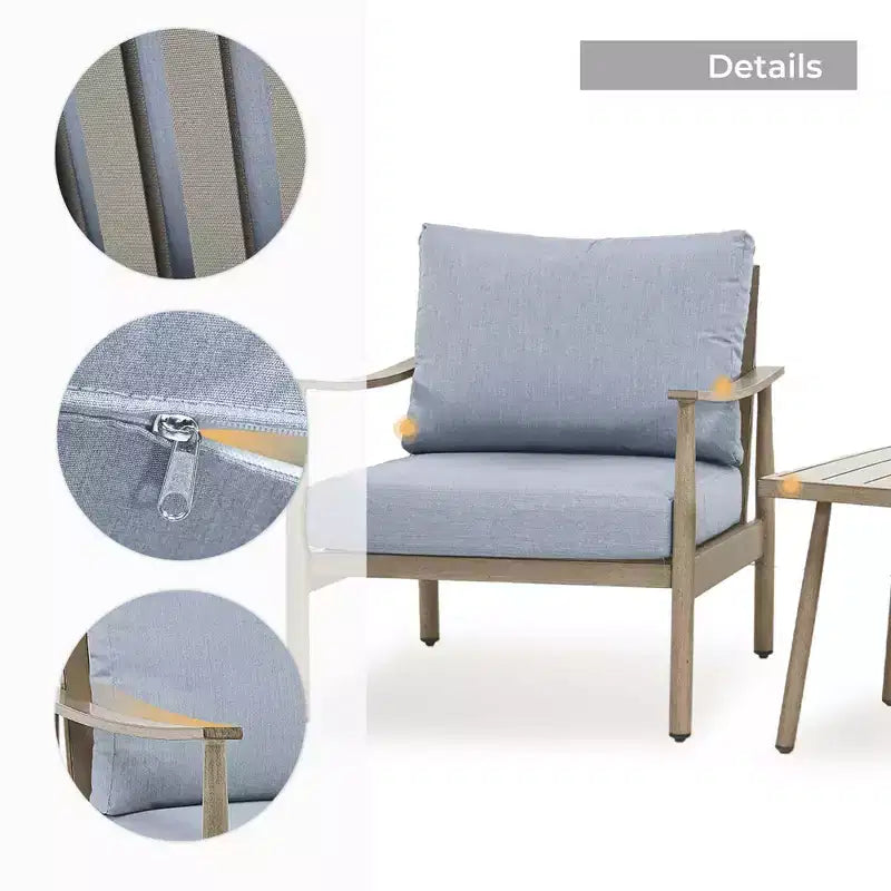 HAPPATIO Ensemble Bistro de Patio Extérieur - Ensemble de Conversation de Patio en Aluminium 3 Pièces, 2 Chaises avec Dossier en Corde et Table d'Appoint pour Jardin, Piscine.