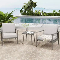 HAPPATIO Ensemble Bistro de Patio Extérieur - Ensemble de Conversation de Patio en Aluminium 3 Pièces, 2 Chaises avec Dossier en Corde et Table d'Appoint pour Jardin, Piscine.