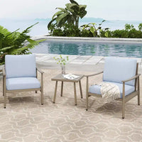 HAPPATIO Ensemble Bistro de Patio Extérieur - Ensemble de Conversation de Patio en Aluminium 3 Pièces, 2 Chaises avec Dossier en Corde et Table d'Appoint pour Jardin, Piscine.