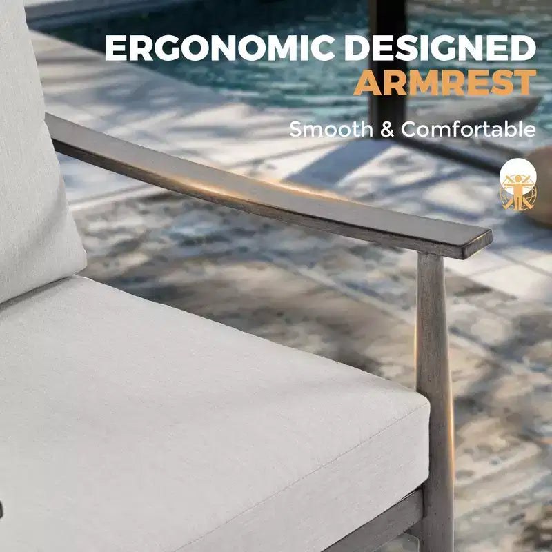 HAPPATIO Ensemble Bistro de Patio Extérieur - Ensemble de Conversation de Patio en Aluminium 3 Pièces, 2 Chaises avec Dossier en Corde et Table d'Appoint pour Jardin, Piscine.