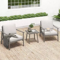 HAPPATIO Ensemble Bistro de Patio Extérieur - Ensemble de Conversation de Patio en Aluminium 3 Pièces, 2 Chaises avec Dossier en Corde et Table d'Appoint pour Jardin, Piscine.