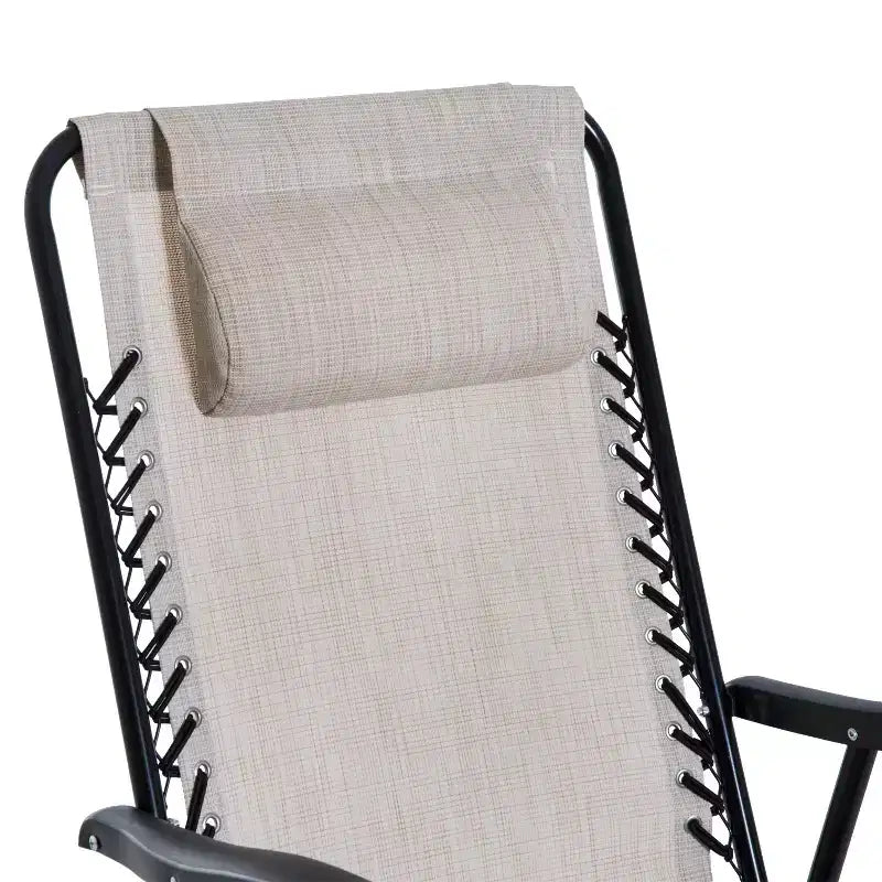 Ensemble de 3 chaises à bascule d'extérieur, ensemble de chaises à bascule pliantes avec table basse en verre, appuie-têtes pour jardin, patio, terrasse