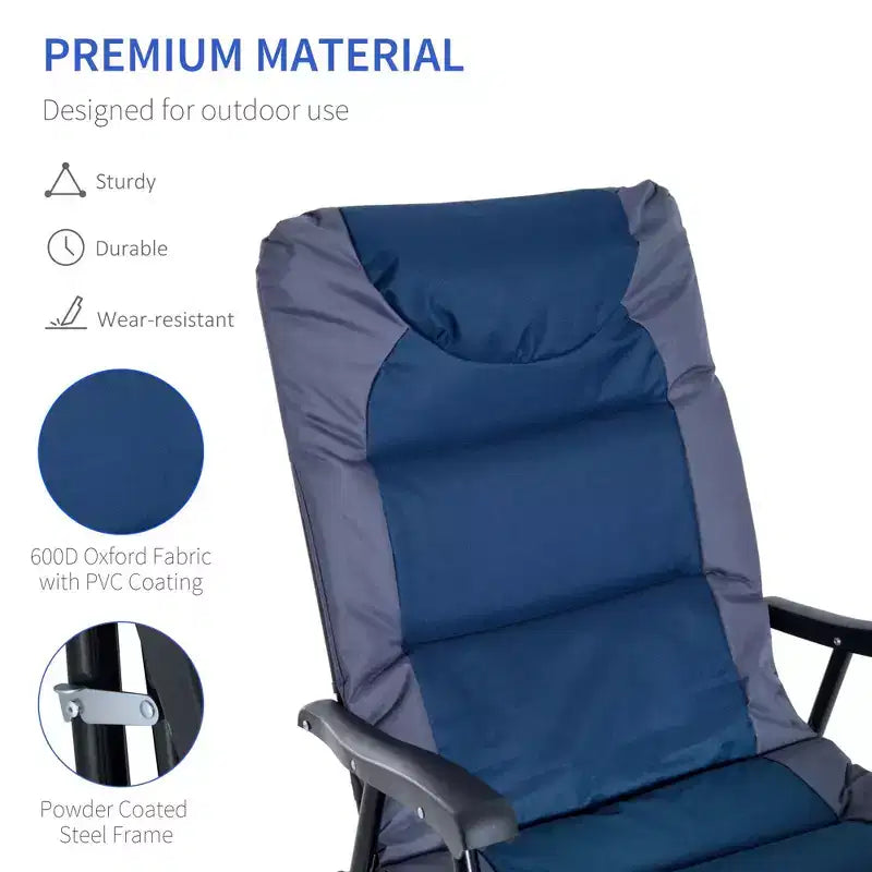 Ensemble de mobilier de terrasse d'extérieur 2 pièces avec 2 chaises à bascule pliantes rembourrées, style bistro pour porche, camping, balcon
