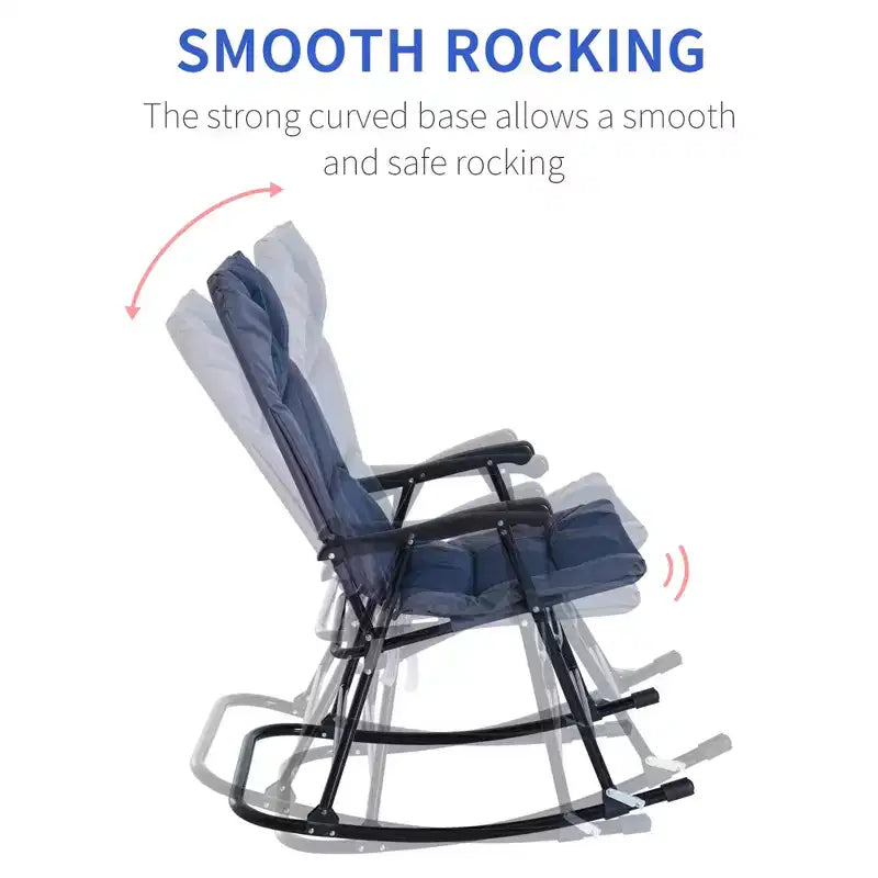 Ensemble de mobilier de terrasse d'extérieur 2 pièces avec 2 chaises à bascule pliantes rembourrées, style bistro pour porche, camping, balcon