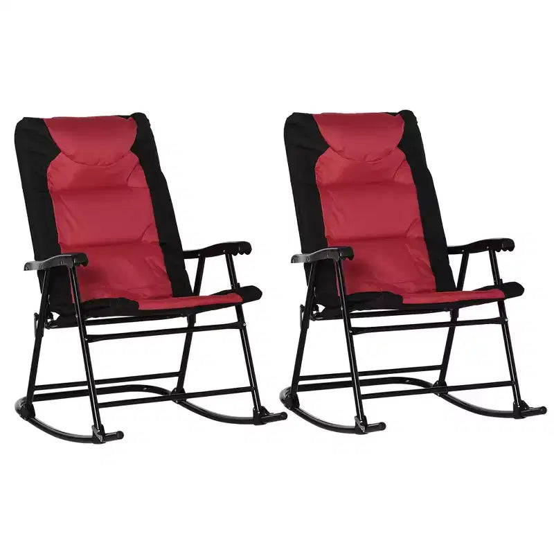 Ensemble de mobilier de patio 2 pièces avec 2 chaises berçantes pliantes rembourrées, style bistro pour véranda, camping, balcon