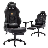 MAYEERTY Chaise de gaming Chaise de bureau ergonomique avec repose-pieds Soutien lombaire confortable en cuir PU Inclinable avec appuie-tête Accoudoir fixe