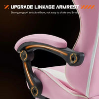 MAYEERTY Chaise de gaming Chaise de bureau ergonomique avec repose-pieds Soutien lombaire confortable en cuir PU Inclinable avec appuie-tête Accoudoir fixe