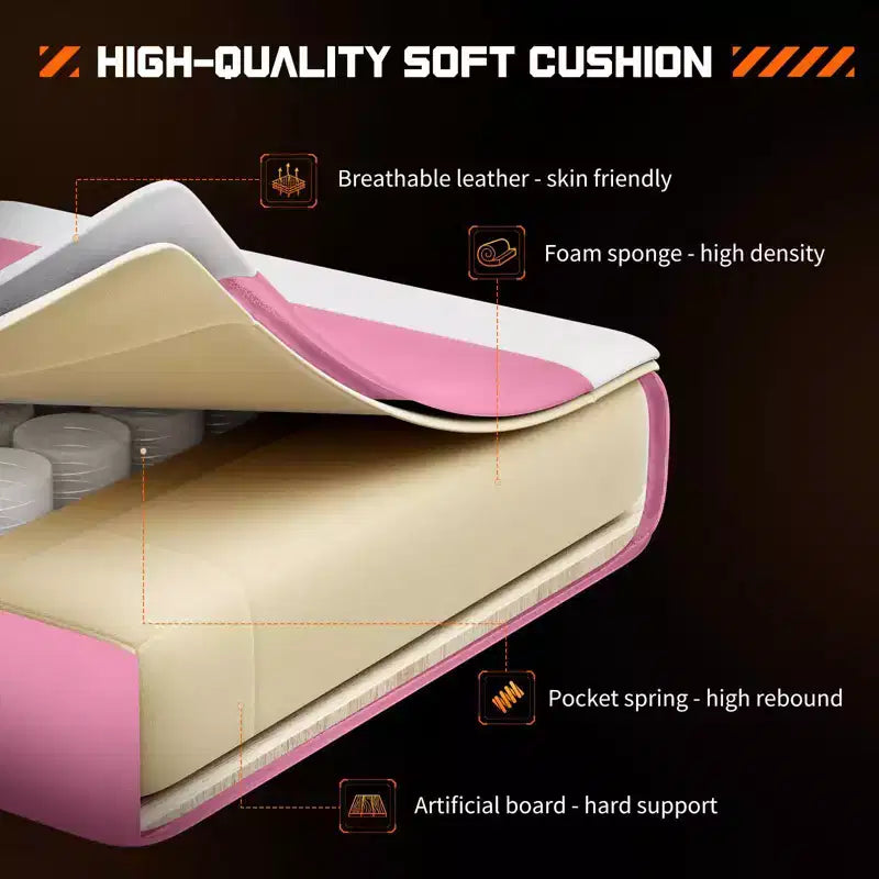 MAYEERTY Chaise de gaming Chaise de bureau ergonomique avec repose-pieds Soutien lombaire confortable en cuir PU Inclinable avec appuie-tête Accoudoir fixe