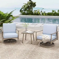 HAPPATIO Ensemble Bistro de Jardin, 3 Pièces Salon de Jardin en Aluminium, Fauteuils Pivotants et Table d'Appoint pour Jardin Piscine Pelouse
