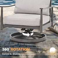 HAPPATIO Ensemble Bistro de Jardin, 3 Pièces Salon de Jardin en Aluminium, Fauteuils Pivotants et Table d'Appoint pour Jardin Piscine Pelouse