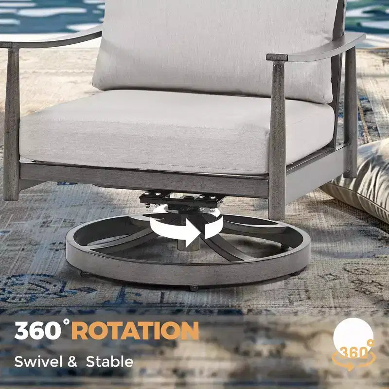 HAPPATIO Ensemble Bistro de Jardin, 3 Pièces Salon de Jardin en Aluminium, Fauteuils Pivotants et Table d'Appoint pour Jardin Piscine Pelouse