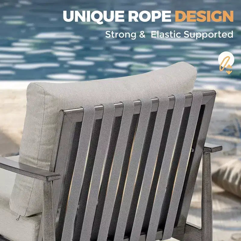HAPPATIO Ensemble Bistro de Jardin, 3 Pièces Salon de Jardin en Aluminium, Fauteuils Pivotants et Table d'Appoint pour Jardin Piscine Pelouse