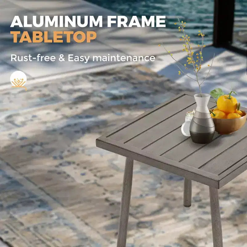 HAPPATIO Ensemble Bistro de Jardin, 3 Pièces Salon de Jardin en Aluminium, Fauteuils Pivotants et Table d'Appoint pour Jardin Piscine Pelouse