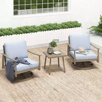 HAPPATIO Patio Bistro Set Outdoor,3 Pieces Patio Aluminum Conversation Set, Swivel Chairs and Side Table for Garden Pool Lawn