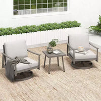 HAPPATIO Ensemble Bistro de Jardin, 3 Pièces Salon de Jardin en Aluminium, Fauteuils Pivotants et Table d'Appoint pour Jardin Piscine Pelouse