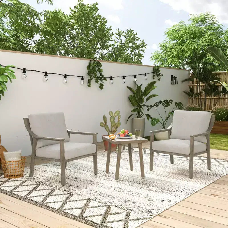 HAPPATIO Ensemble bistro de terrasse 3 pièces, salon de jardin en aluminium résistant aux intempéries