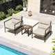 Ensemble de meubles d'extérieur HAPPATIO, salon de jardin en aluminium avec assise en osier et accoudoirs en bois d'acacia, coussins épais en oléfine