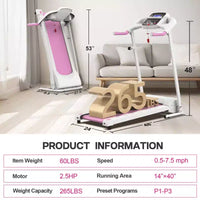 Tapis de course électrique pliable FYC pour la maison, 2,5 CV silencieux 12 km/h avec capteur de fréquence cardiaque et écran LCD