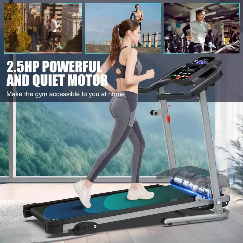 Tapis de course électrique pliable FYC pour la maison, 2,5 CV silencieux 12 km/h avec capteur de fréquence cardiaque et écran LCD