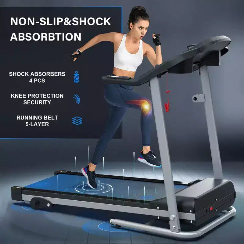 Tapis de course électrique pliable FYC pour la maison, 2,5 CV silencieux 12 km/h avec capteur de fréquence cardiaque et écran LCD