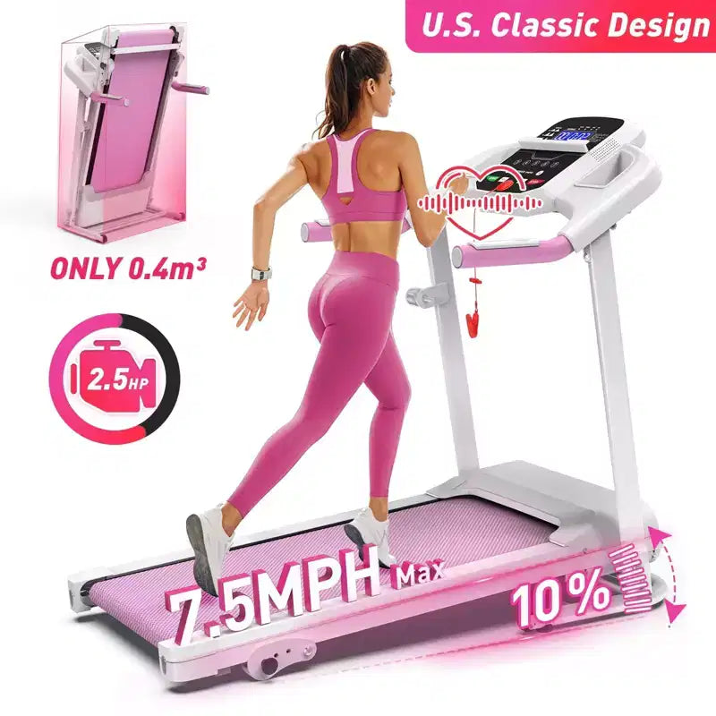 Tapis de course électrique pliable FYC pour la maison, 2,5 CV silencieux 12 km/h avec capteur de fréquence cardiaque et écran LCD