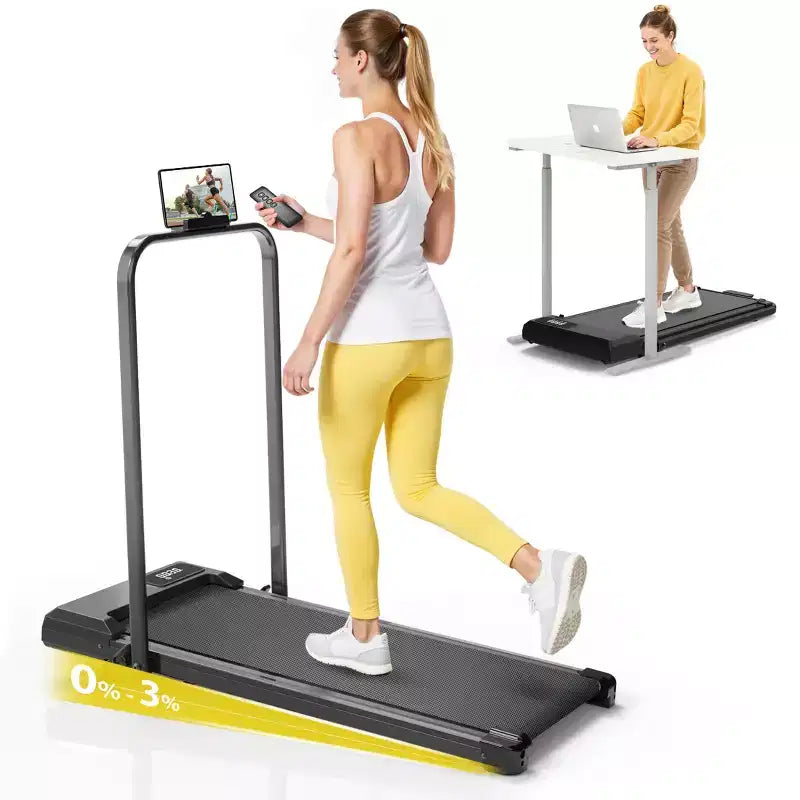 Redliro Tapis de marche 2-en-1 avec inclinaison, tapis de course sous le bureau avec écran LED et APP pour la maison et le bureau