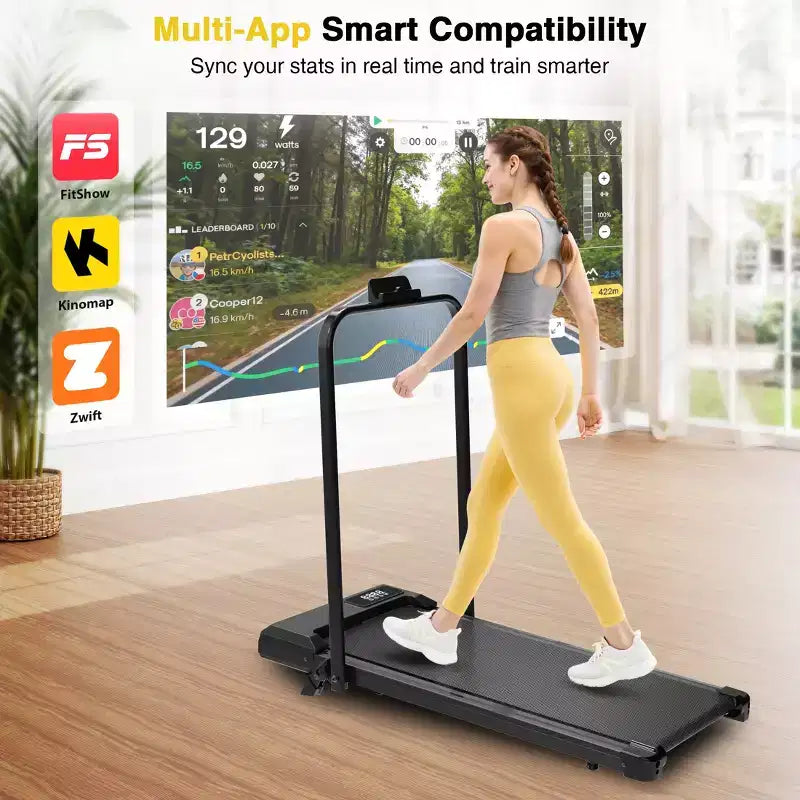Redliro Tapis de marche 2-en-1 avec inclinaison, tapis de course sous le bureau avec écran LED et APP pour la maison et le bureau