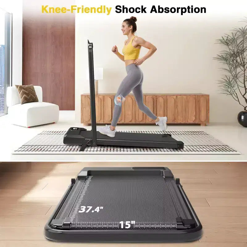 Redliro Tapis de marche 2-en-1 avec inclinaison, tapis de course sous le bureau avec écran LED et APP pour la maison et le bureau
