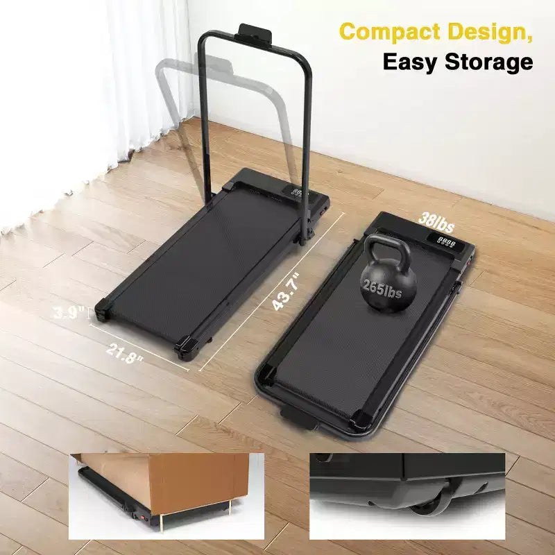 Redliro Tapis de marche 2-en-1 avec inclinaison, tapis de course sous le bureau avec écran LED et APP pour la maison et le bureau