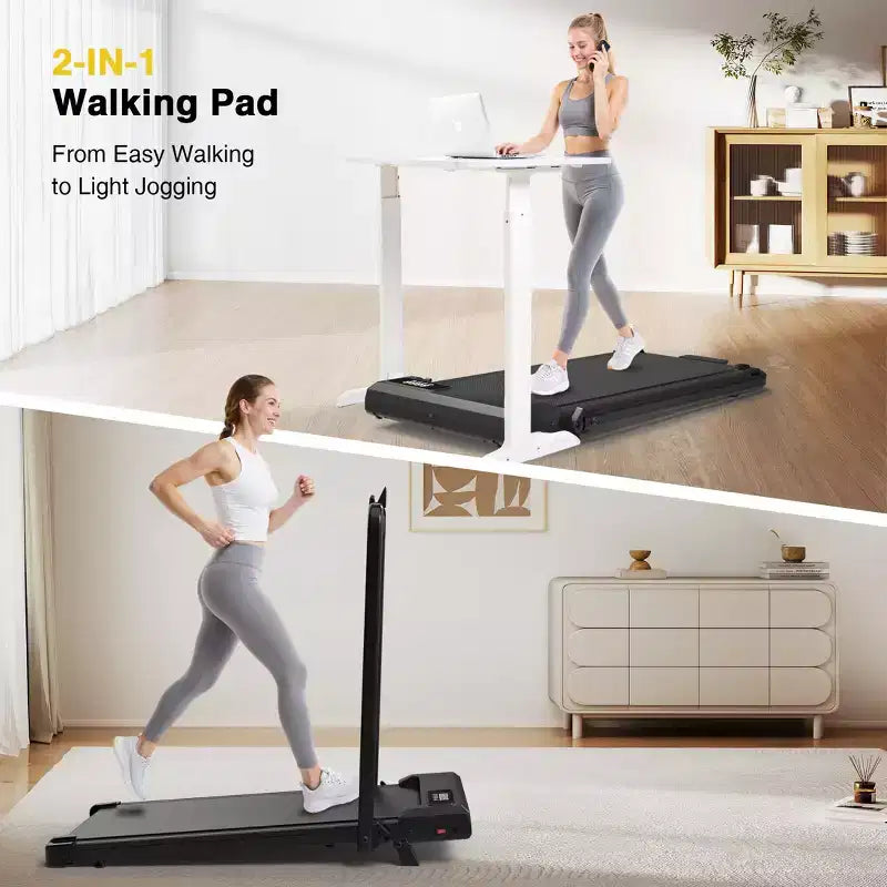Redliro Tapis de marche 2-en-1 avec inclinaison, tapis de course sous le bureau avec écran LED et APP pour la maison et le bureau