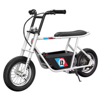 Mini-moto électrique rétro Razor Rambler 12 avec moteur 250 W et batterie 24 V, blanc