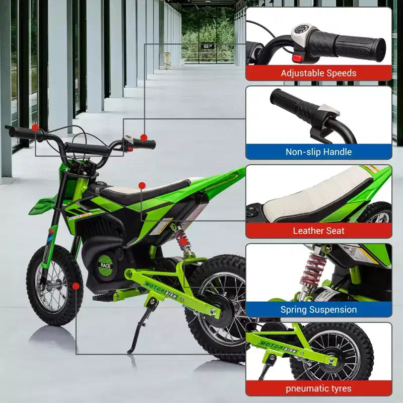 Moto électrique COZONY 24 V pour enfants, moteur 250 W, vitesse réglable jusqu'à 21,9 km/h, pneus pneumatiques, poignée antidérapante