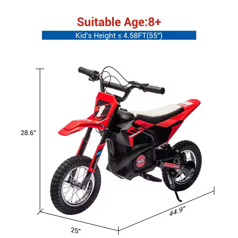 Moto électrique COZONY 24 V pour enfants, moteur 250 W, vitesse réglable jusqu'à 21,9 km/h, pneus pneumatiques, poignée antidérapante