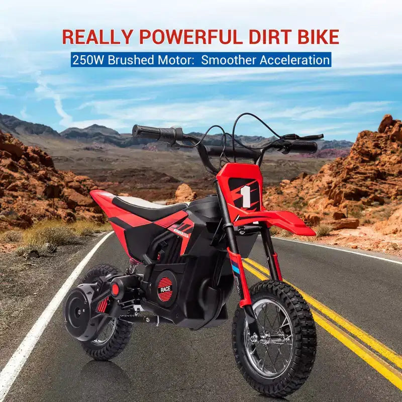 Moto électrique COZONY 24 V pour enfants, moteur 250 W, vitesse réglable jusqu'à 21,9 km/h, pneus pneumatiques, poignée antidérapante