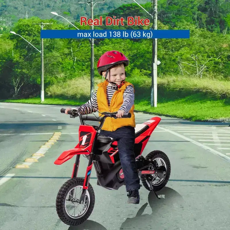 Moto électrique COZONY 24 V pour enfants, moteur 250 W, vitesse réglable jusqu'à 21,9 km/h, pneus pneumatiques, poignée antidérapante