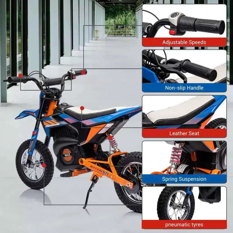 Moto électrique COZONY 24 V pour enfants, moteur 250 W, vitesse réglable jusqu'à 21,9 km/h, pneus pneumatiques, poignée antidérapante