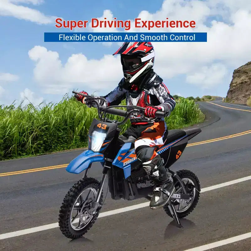 COZONY Moto électrique enfant 36 V, 25 km/h, tout-terrain, moteur 350 W, charge max. 79 kg, frein à disque, phare