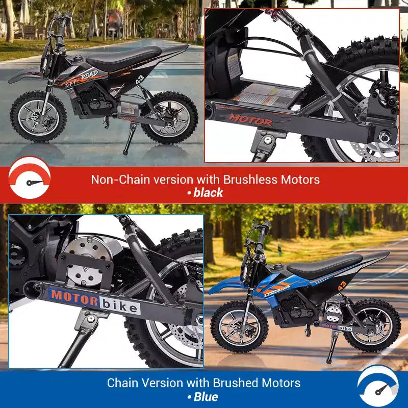 COZONY Moto électrique enfant 36 V, 25 km/h, tout-terrain, moteur 350 W, charge max. 79 kg, frein à disque, phare