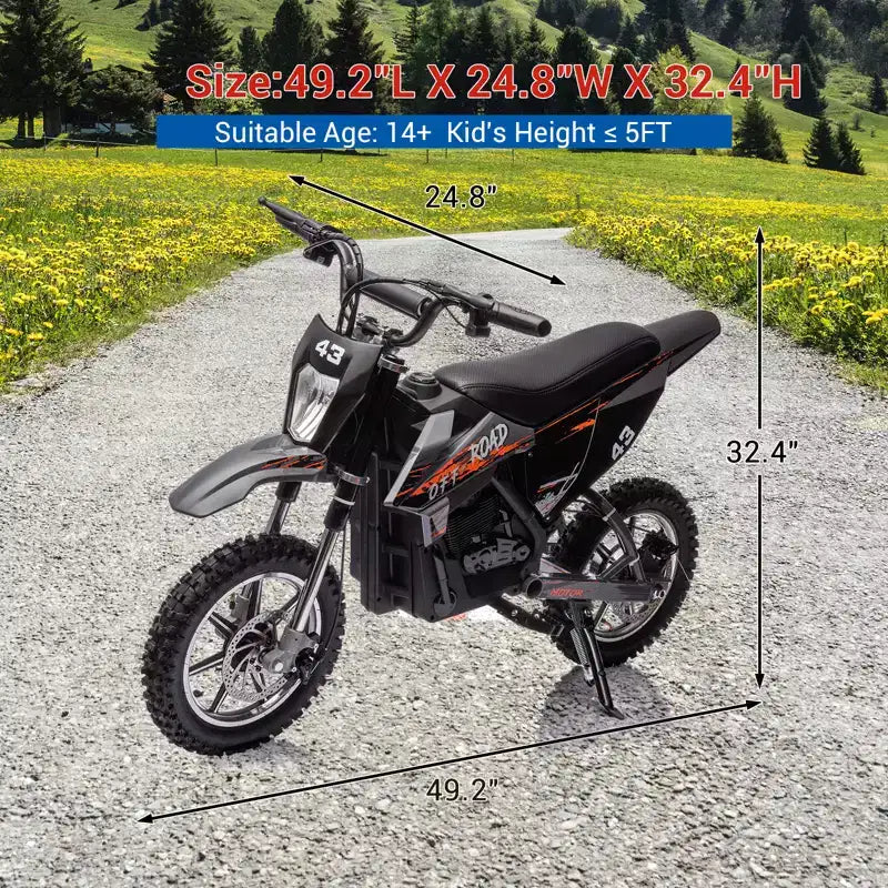 COZONY Moto électrique enfant 36 V, 25 km/h, tout-terrain, moteur 350 W, charge max. 79 kg, frein à disque, phare