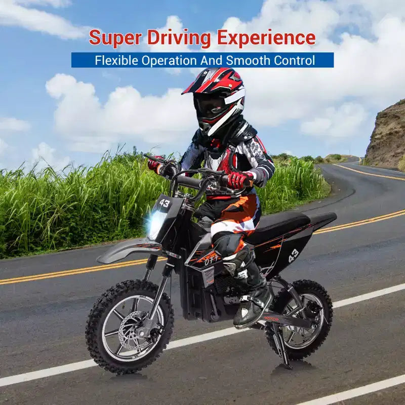 COZONY Moto électrique enfant 36 V, 25 km/h, tout-terrain, moteur 350 W, charge max. 79 kg, frein à disque, phare