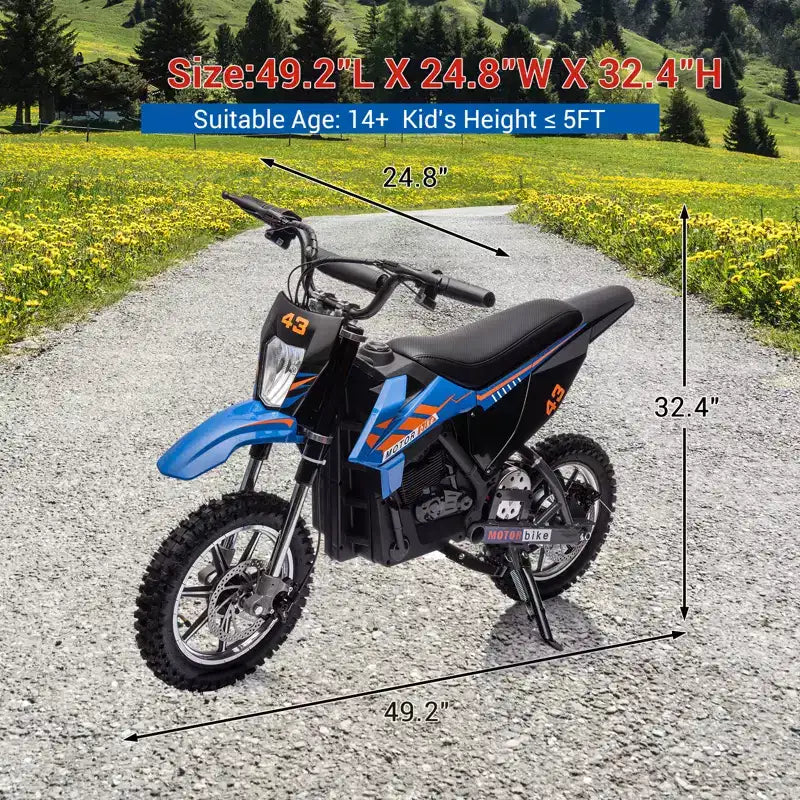 COZONY Moto électrique enfant 36 V, 25 km/h, tout-terrain, moteur 350 W, charge max. 79 kg, frein à disque, phare