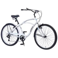 Vélos d'extérieur Whisen 26 pour adultes avec cadre en acier à enjambement bas, 7 vitesses, freins avant et arrière en V
