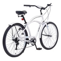 Vélos d'extérieur Whisen 26 pour adultes avec cadre en acier à enjambement bas, 7 vitesses, freins avant et arrière en V