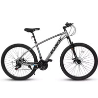Whisen VTT 27 pouces 21 vitesses, fourche à suspension, cadre en aluminium, frein à disque - Gris
